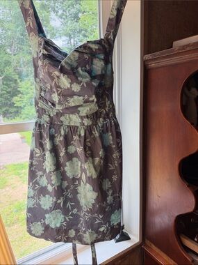 Free People Mini Dress Aqua flowers on periwinkle background sz S